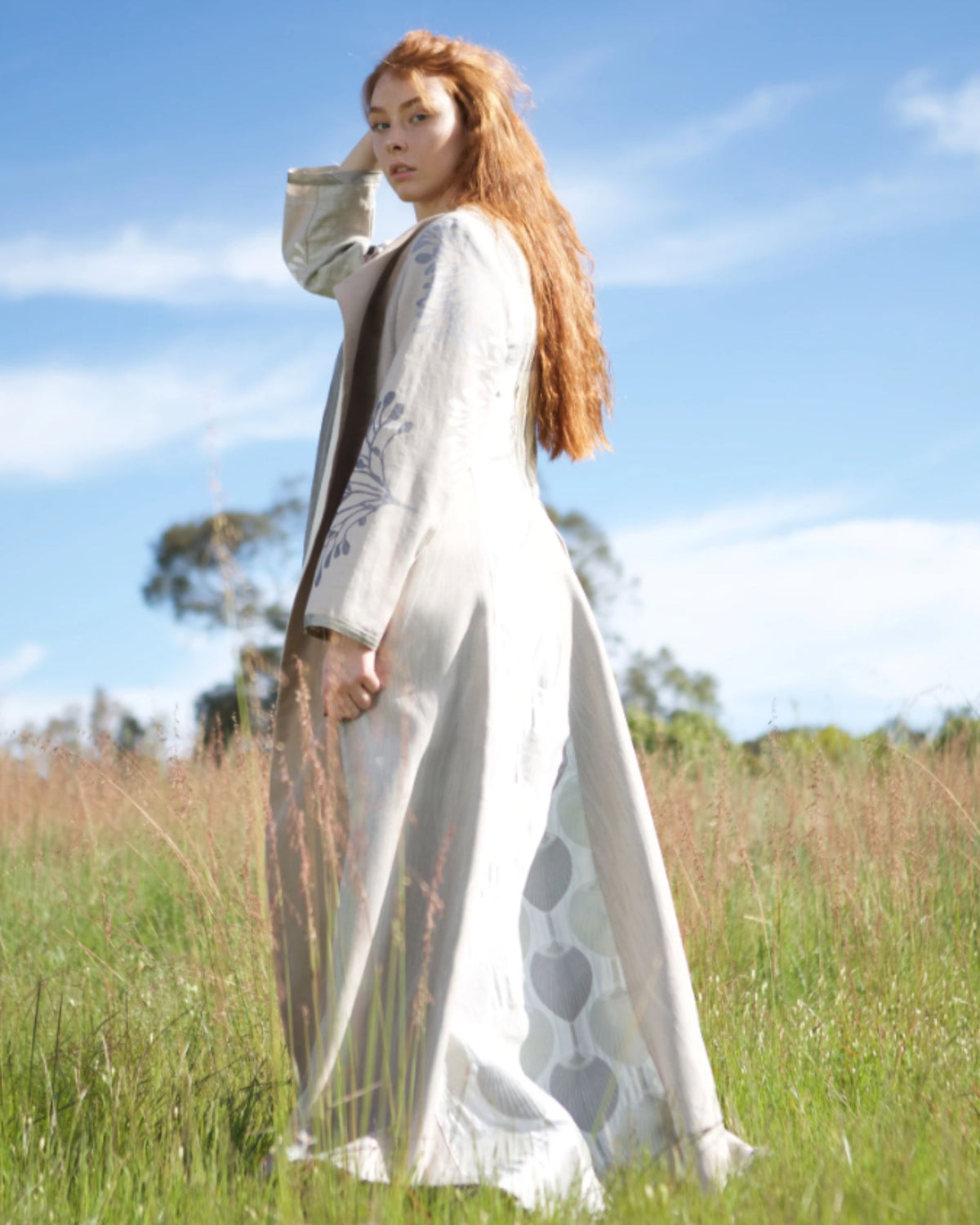 Melaleuca Rise Eucalyptus in the Wind Long Coat Jacket