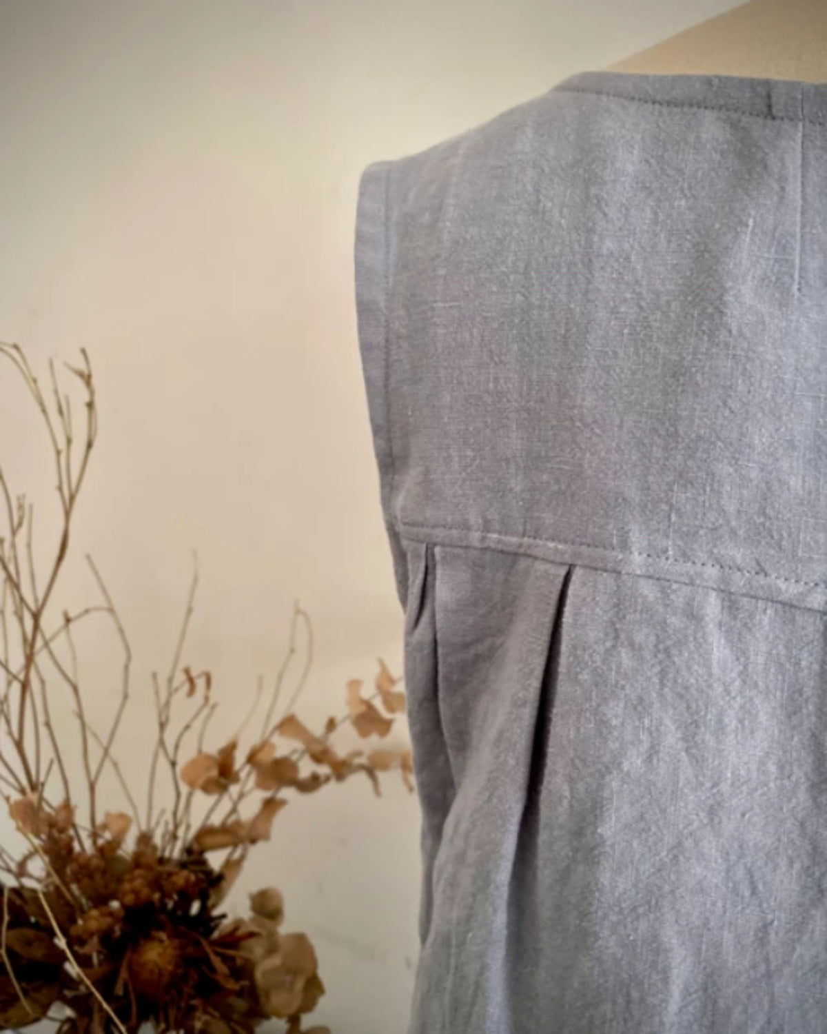 Melaleuca Rise Linen dress in Grey Colour backview