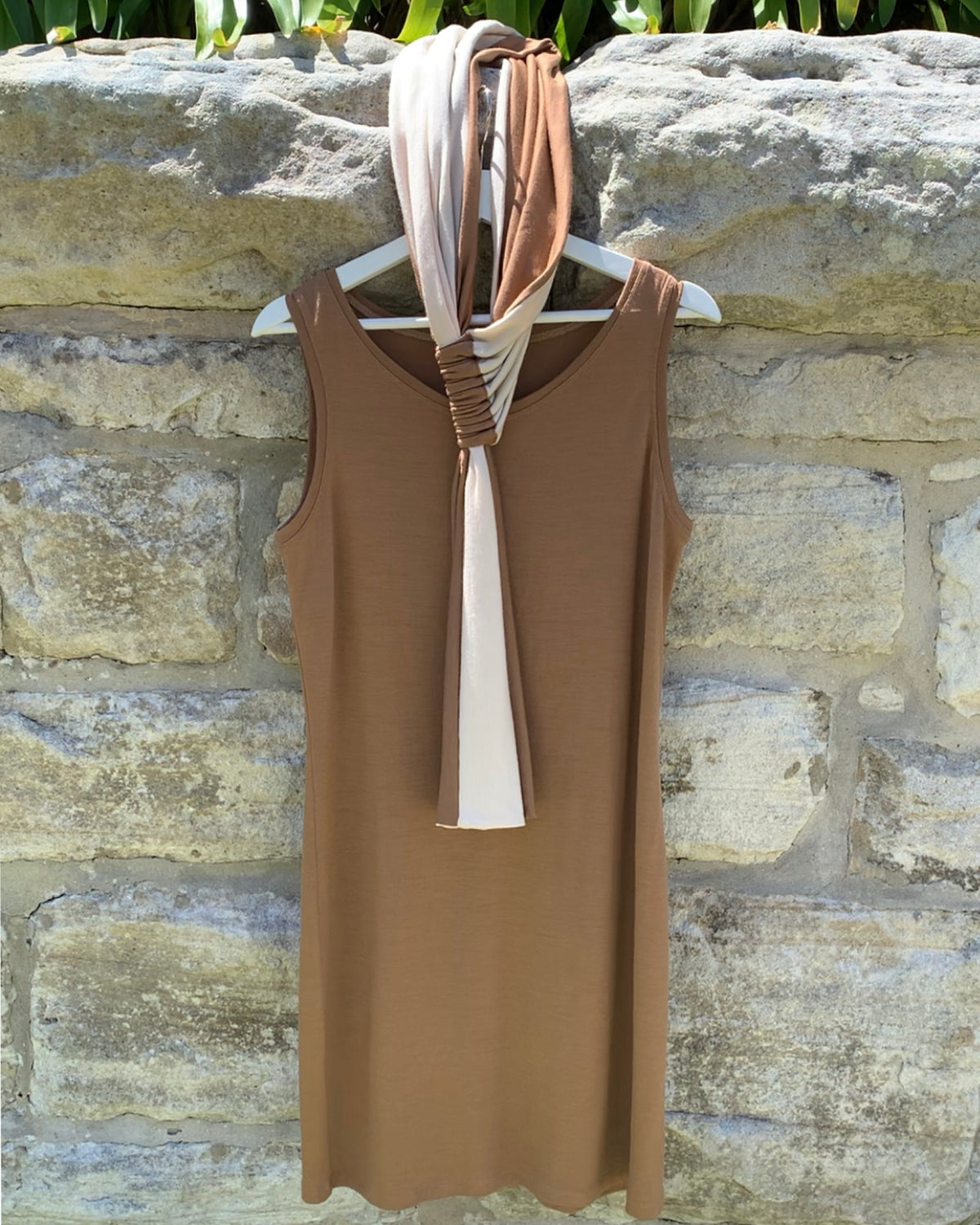 Long Scarf Belt Chestnut Colour Fine Merino Woold
