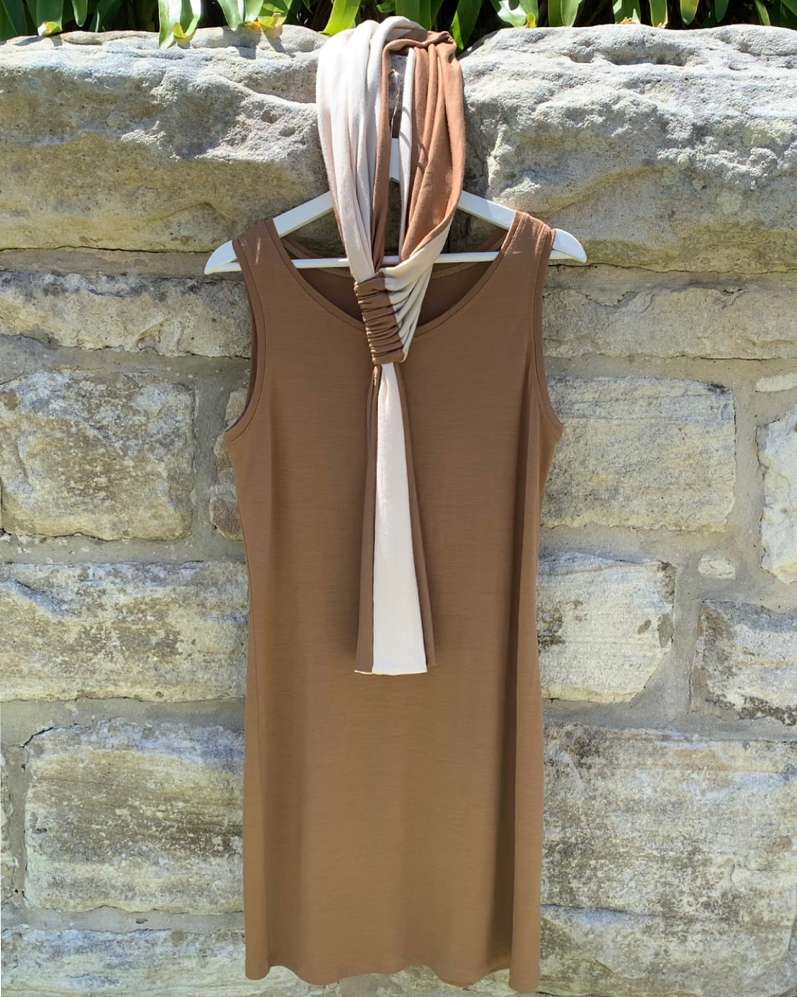 Long Scarf Belt Chestnut Colour Fine Merino Woold