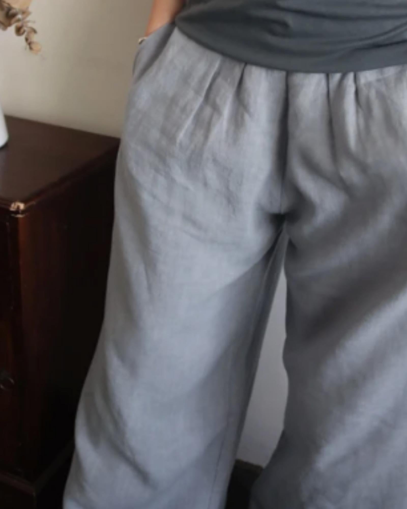 Melaleuca Rise Birnam Pants with pockets in dove grey colour