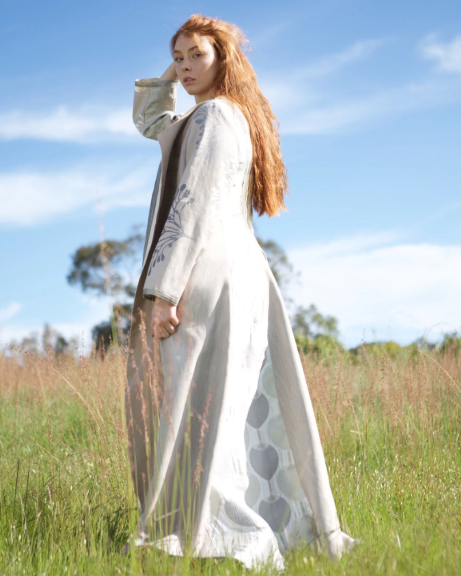 Melaleuca Rise Eucalyptus in the Wind Long Coat Jacket