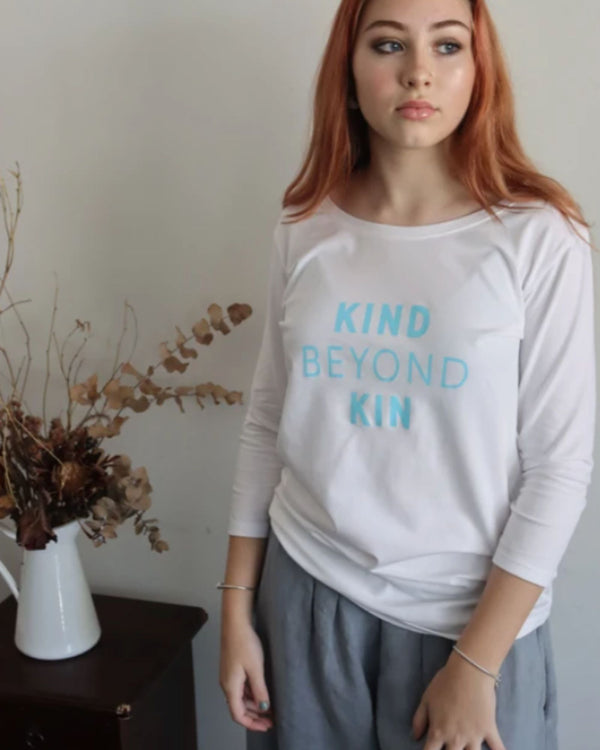 Kind Beyond Kin T-Shirt in White - Simple Chic Women