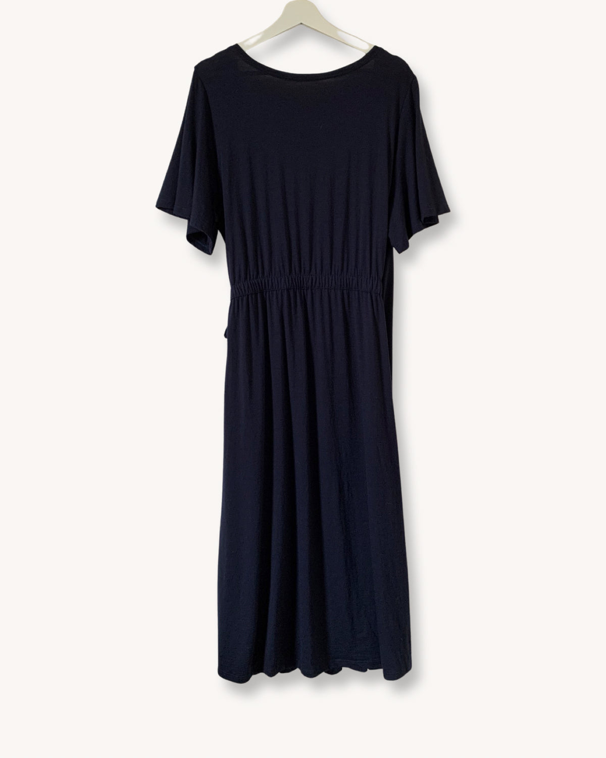 Wrap Dress Back Butterfly Sleeves French Navy Fine Merino Wool